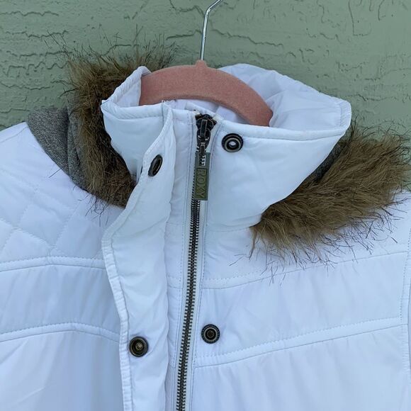 ROXY White Snow Puffer Hooded Jacket Sz M - Picture 13 of 16